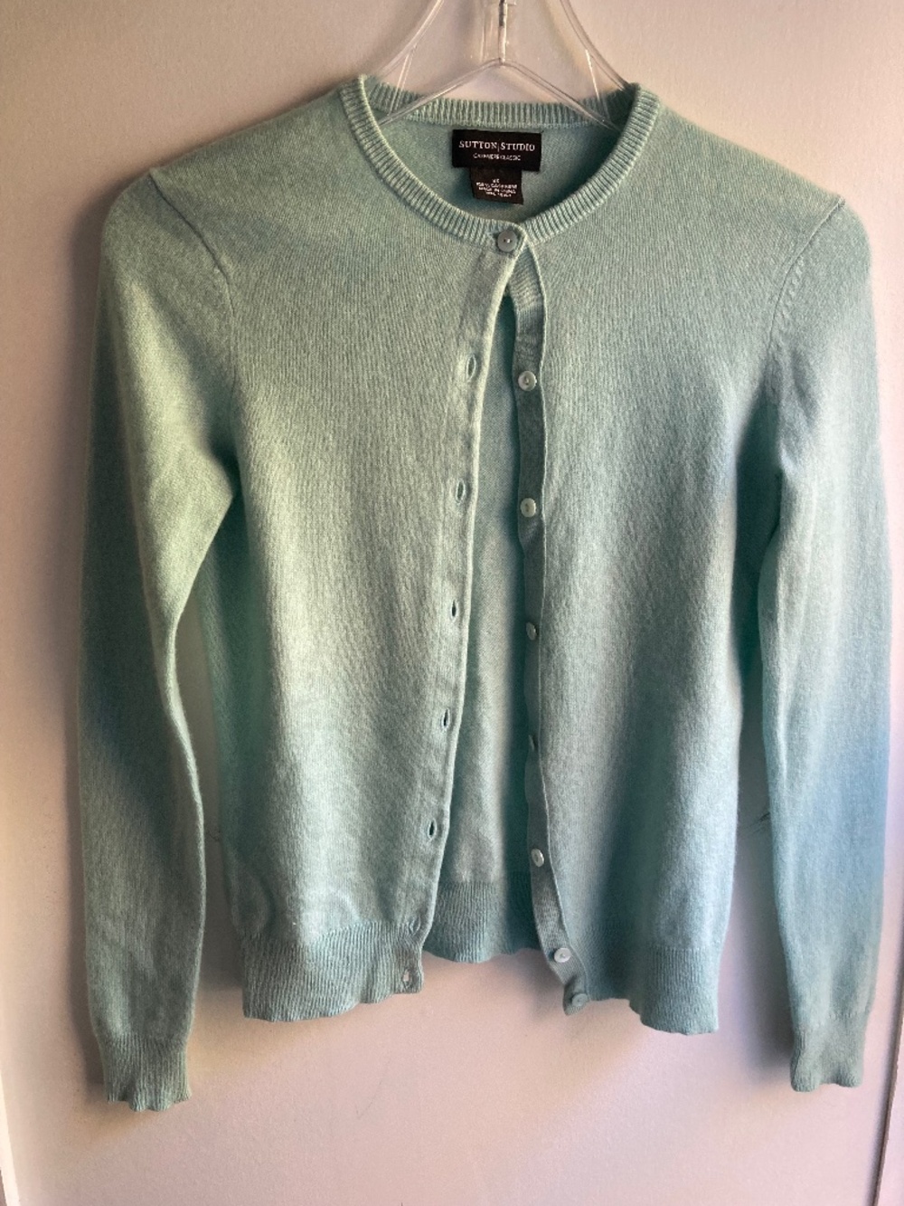 Sutton Studio 100% Cashmere Robin's Egg Blue Cardigan XS
